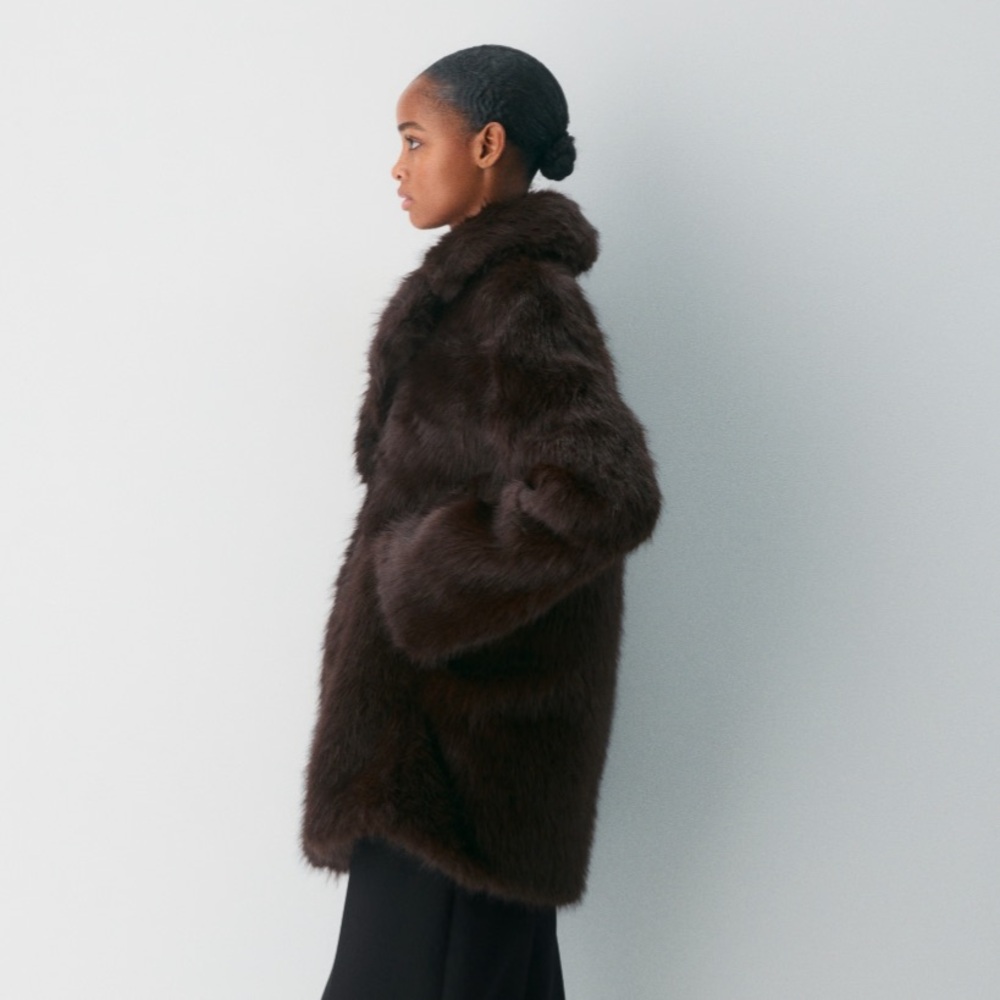 Aritzia Dark Brown Faux Fur Coat - Picture 2 of 6
